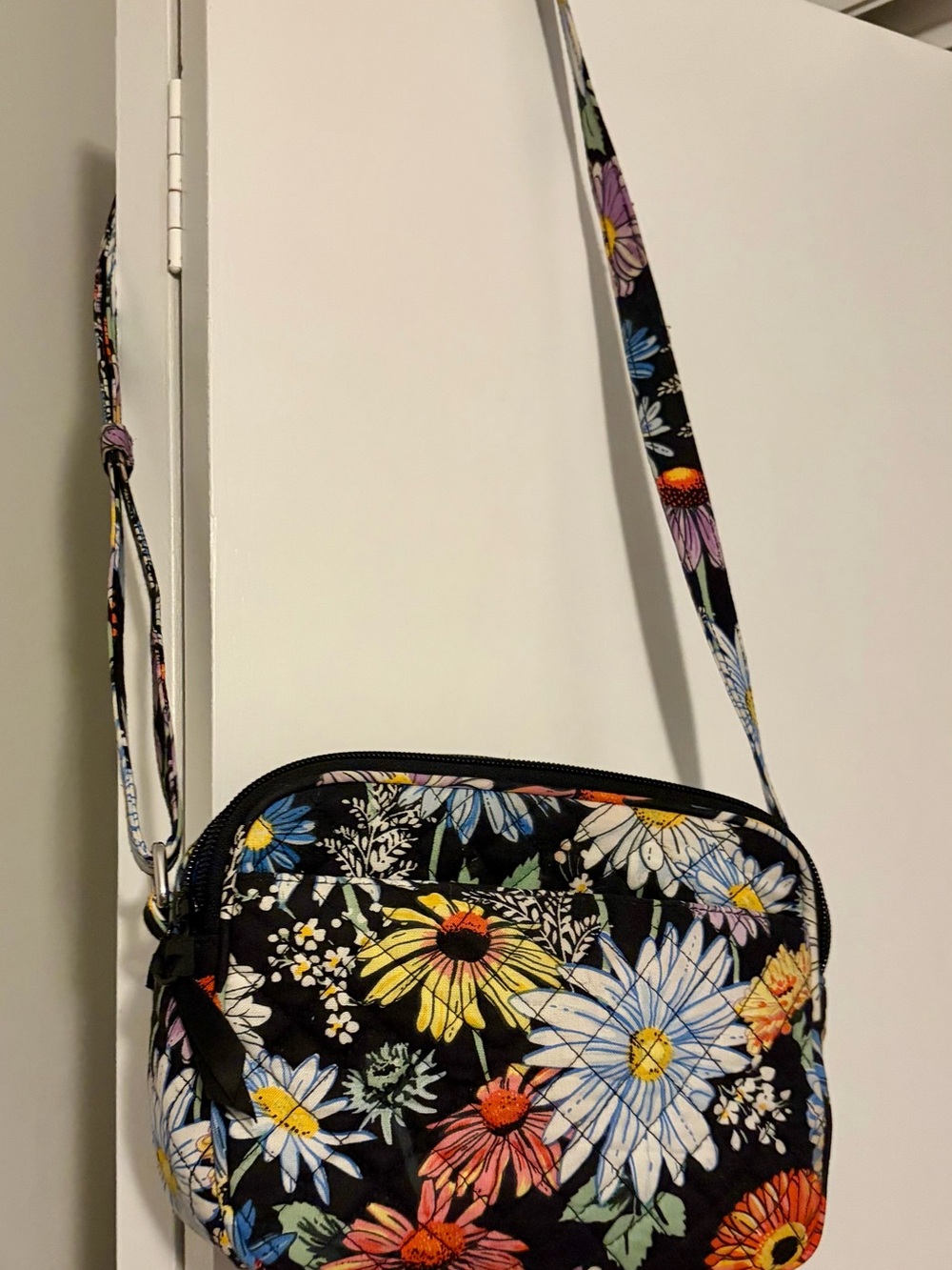 Floral Crossbody Shoulder Bag - Black Multi